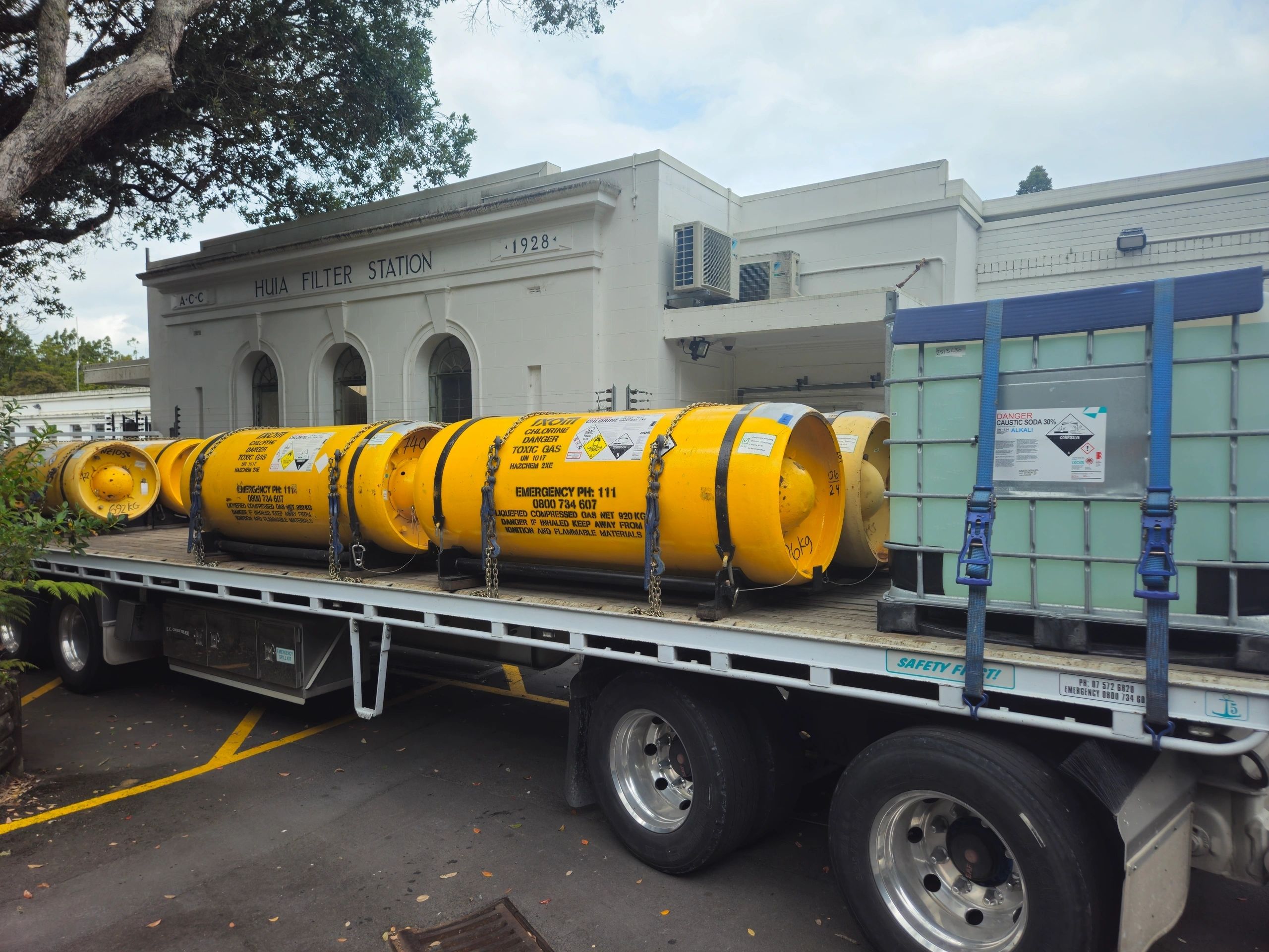 Trucks with industrial gas cylinders for hazardous chemical transport